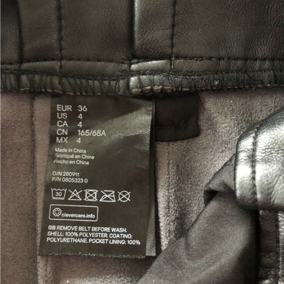 H&M Faux Leather High Waisted Paper Bag Pants with Belt in Black Size 4 - Picture 9 of 11